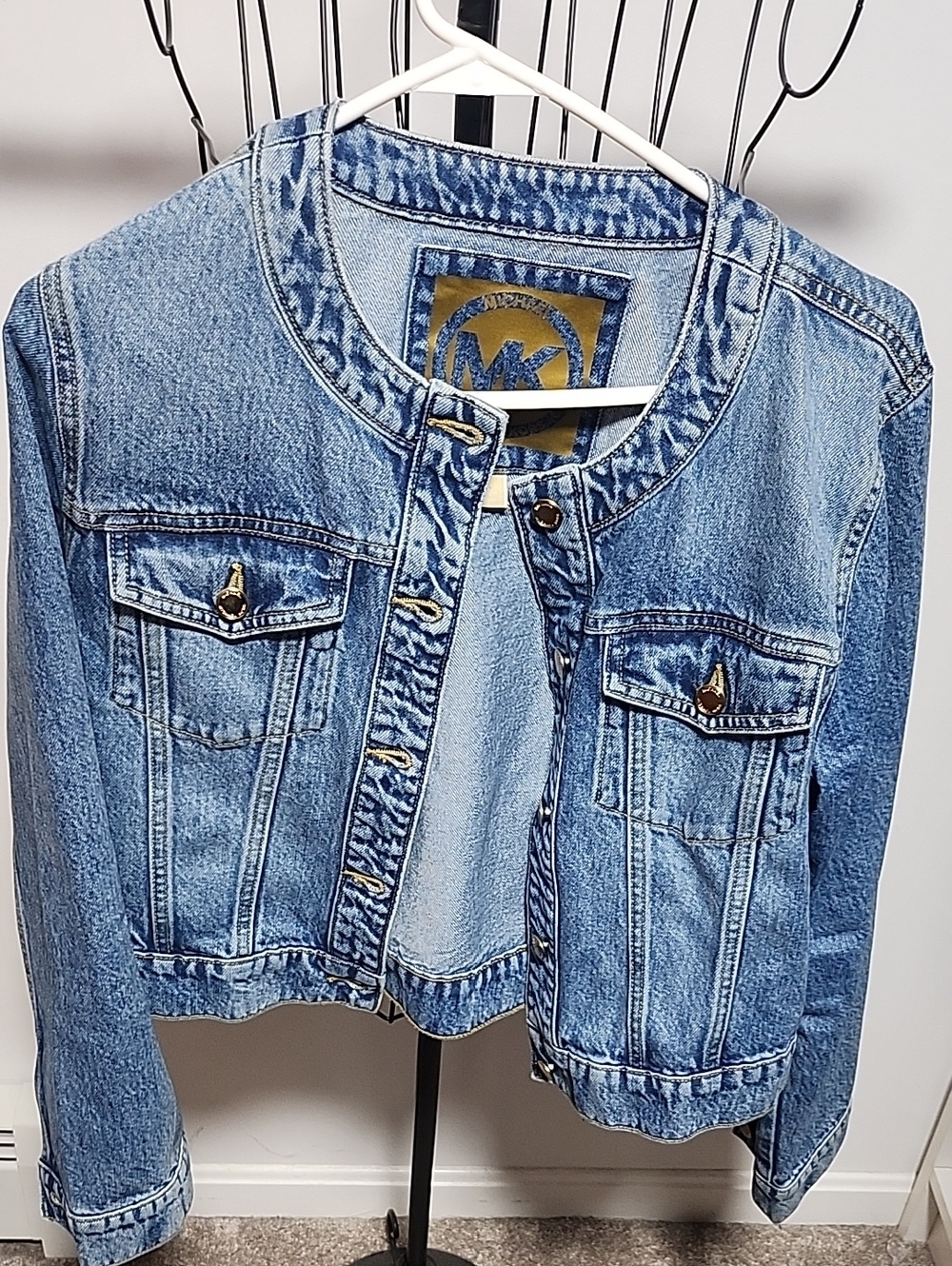Michael Kors Blue Denim Jacket with Gold MK Patch